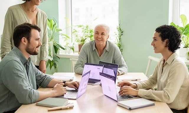 SEO-Team von Illner & Issler Erfolg bei der Besprechung im hellen Büro
